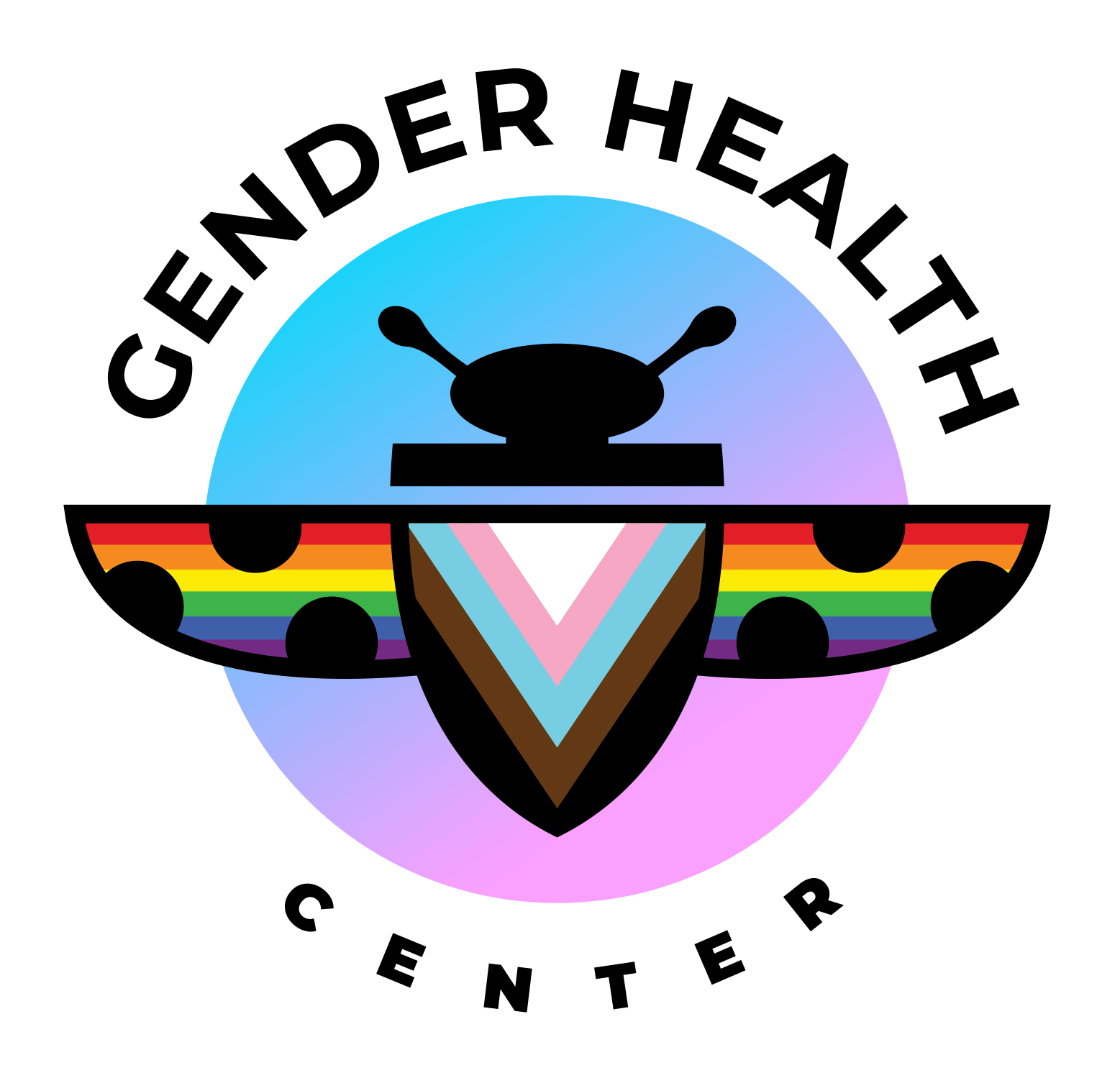 Gender Health Center logo of a rainbow and ladybug